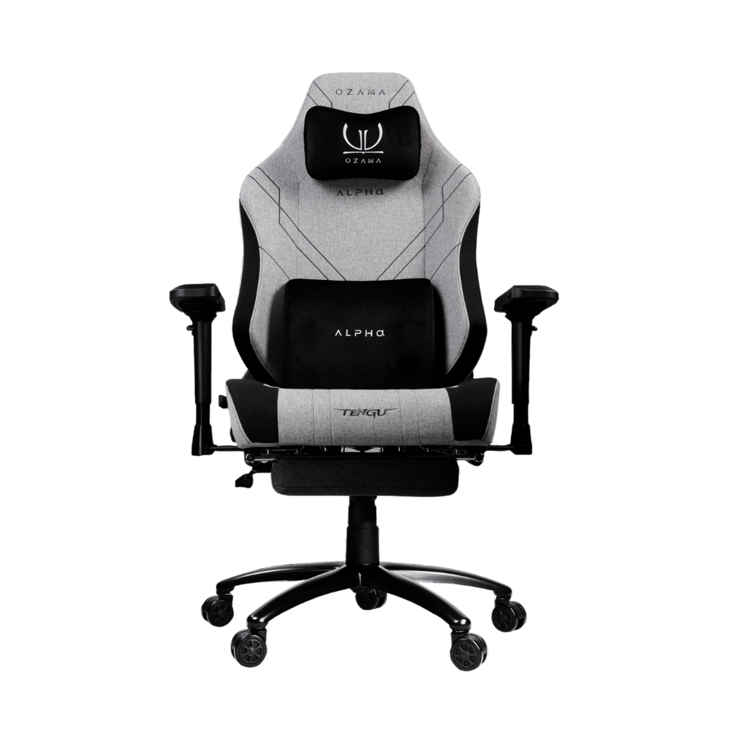 บัลลังก์เกมมิ่ง OZAMA ภายใต้แบรนด์ TENGUGAMINGGEARS รุ่น ALPHA FABRIC (CH-AP-F-LGF) สีเทา เบาะผ้า_0